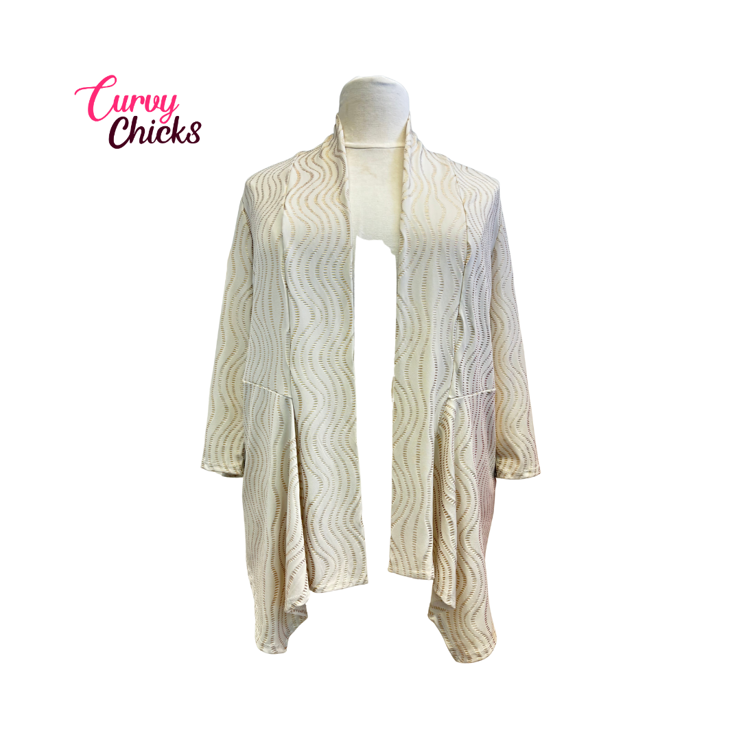 Chico’s Beige and Gold Embellished Cover-Up