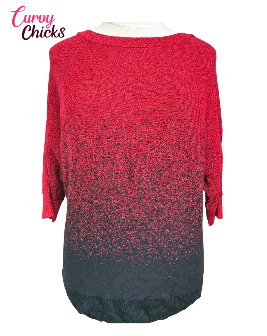 I.N. Studio 2X Red & Black Fade Sparkle Sweater (Gently Used)