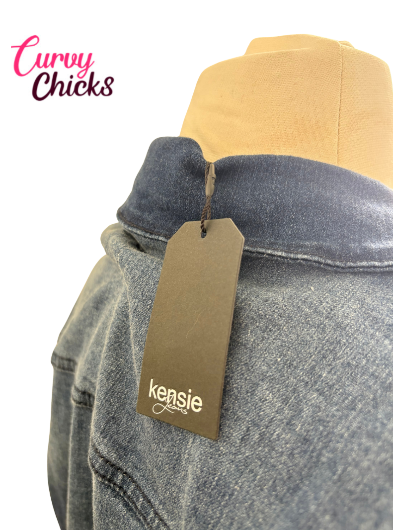Kensie Jeans Denim Jacket with Hole Cutouts (Size 2X)
