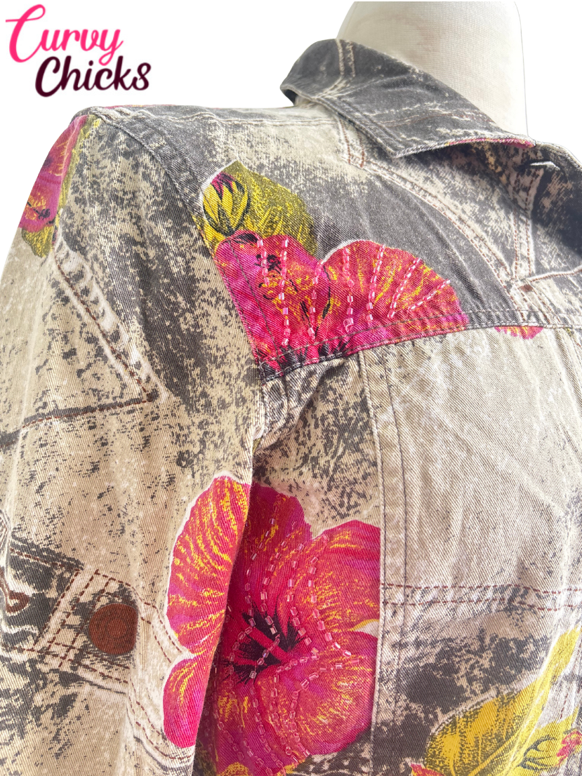 Stonebridge Signature Embellished Floral Jacket (Size L)