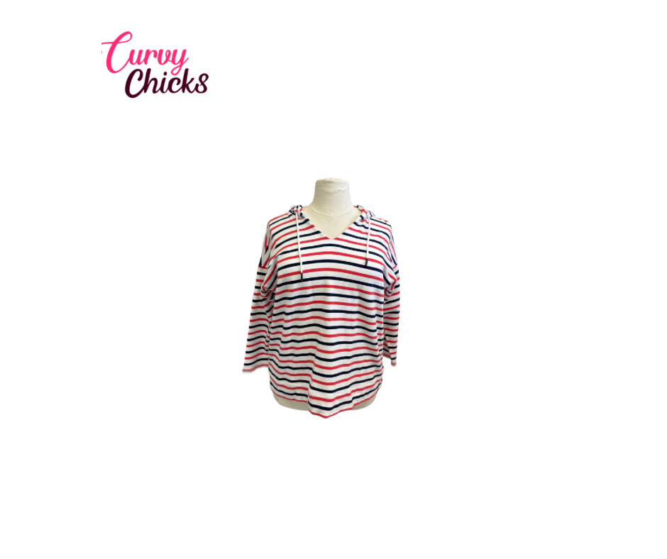 Red/Navy Striped Hoodie – Talbots, 3X