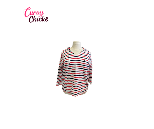 Red/Navy Striped Hoodie – Talbots, 3X