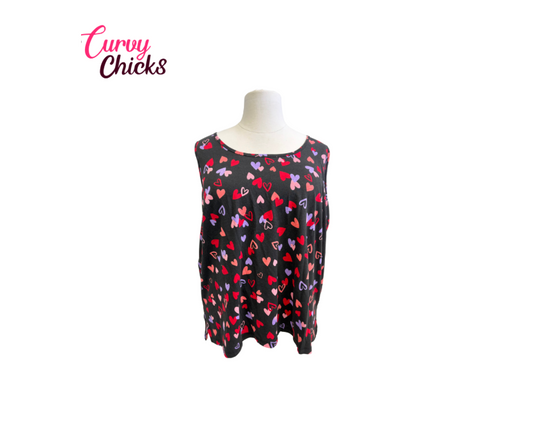 Woman Within Hearts Pattern Tank Top – Size 30/32