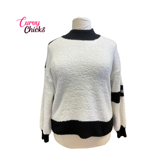 Karl Lagerfeld Black and White Knit Sweater