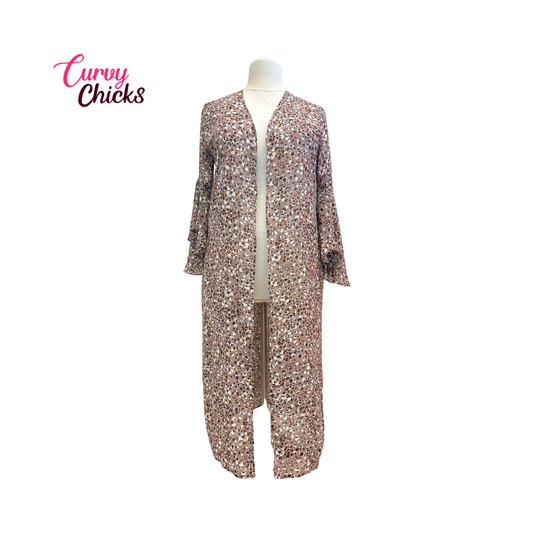 Umgee Gray, Gold, and Orange Animal Print Kimono