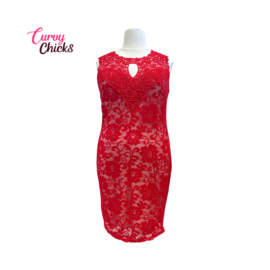 Candalite Women’s Red and Tan Lace Dress