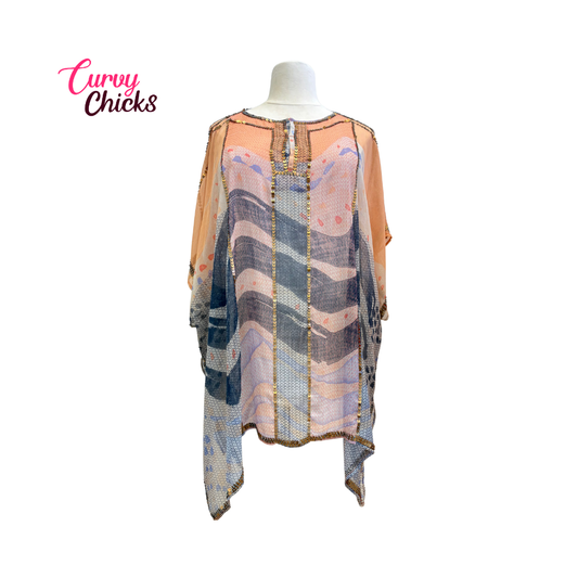 Chico’s Multi Sheer Embellished Poncho
