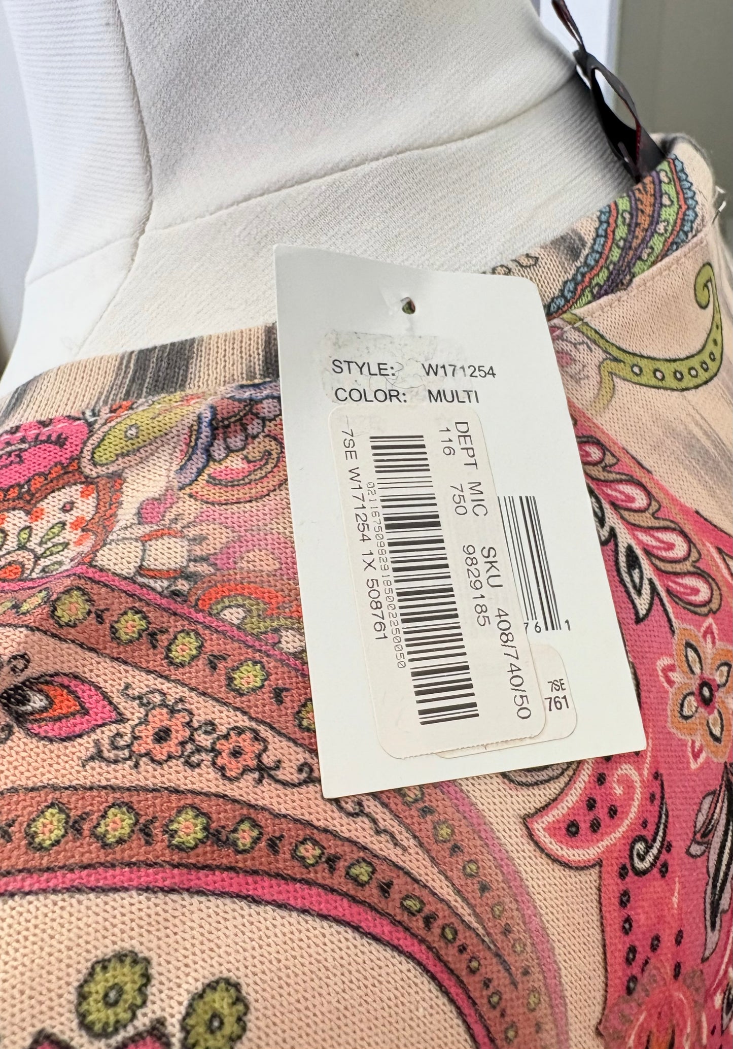 French Blue Multi-Patterned Embellished Shirt – Size 1X (NWT)