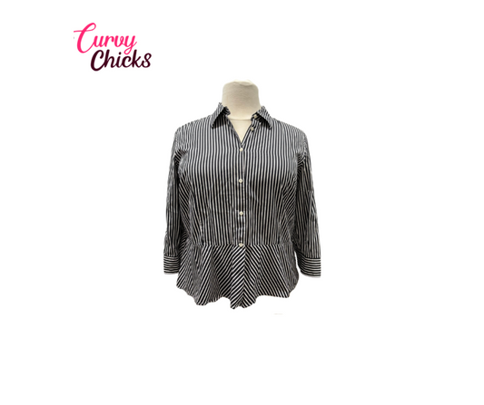 Ralph Lauren Black/White Striped Button-Up (16W)