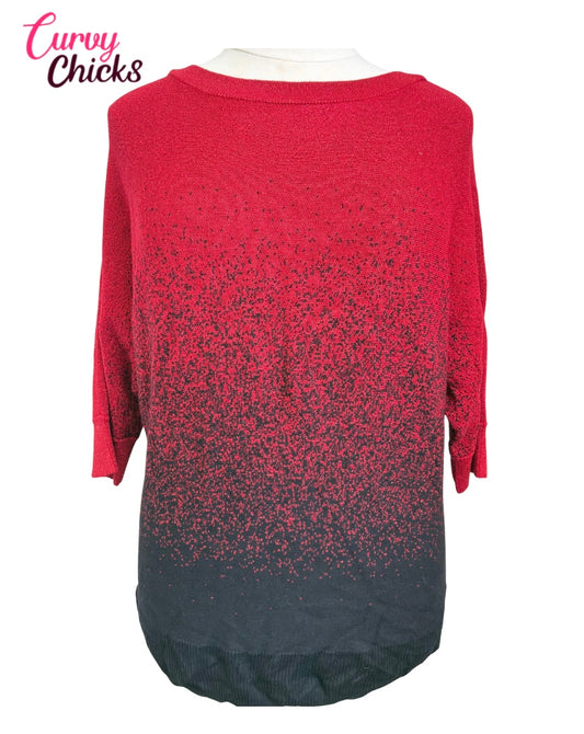 I.N. Studio 2X Red & Black Fade Sparkle Sweater (Gently Used)