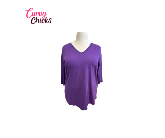 Woman Within Dark Purple 3/4 Sleeve Shirt – Size L
