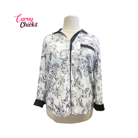 Chico’s Black and White Floral Button Down