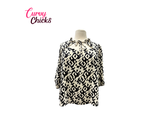 Lane Bryant Black/White Geometric Blouse (18)