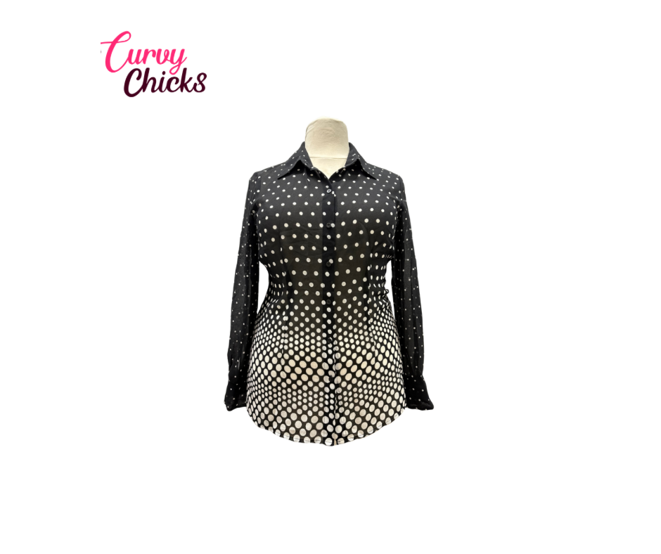 Emma James Black & White Polka Dot Blouse – Size 16