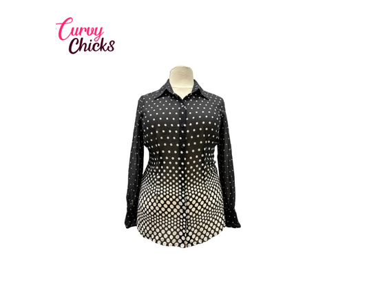 Emma James Black & White Polka Dot Blouse – Size 16