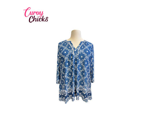 Ruby Rd. Blue/White Floral Shirt – Size 1X (NWT)