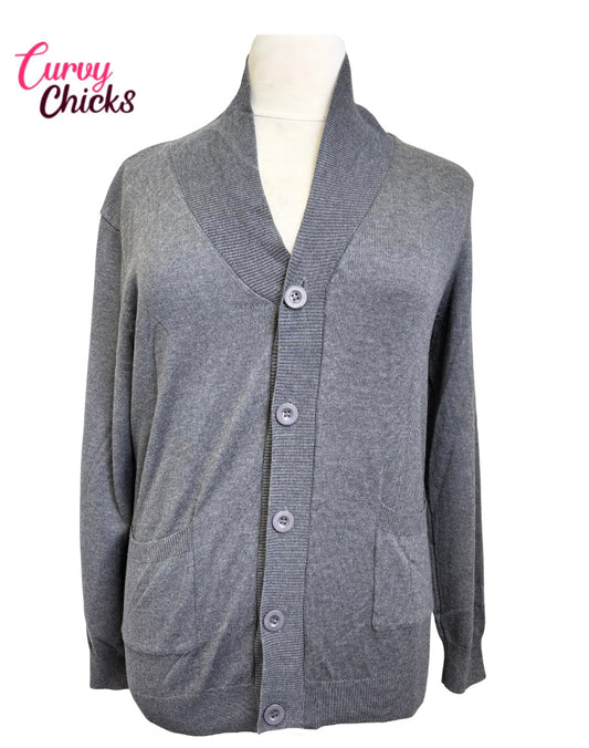 Paul Jones L Gray Button-Up Cardigan (NWT)