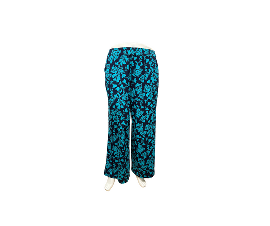 Teal/Navy Floral Pants by Lane Bryant - 18/20