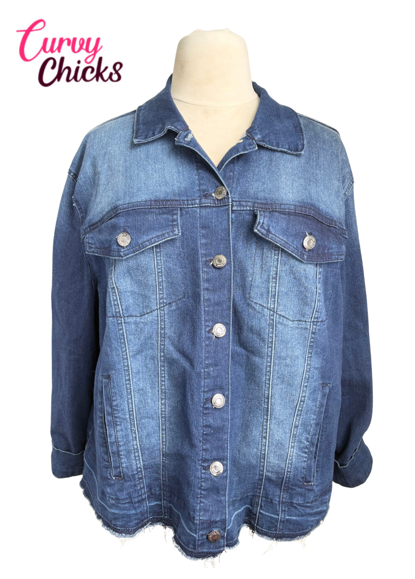 Kensie Jeans Denim Jacket with Hole Cutouts (Size 2X)