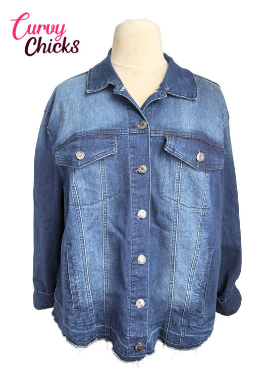 Kensie Jeans Denim Jacket with Hole Cutouts (Size 2X)