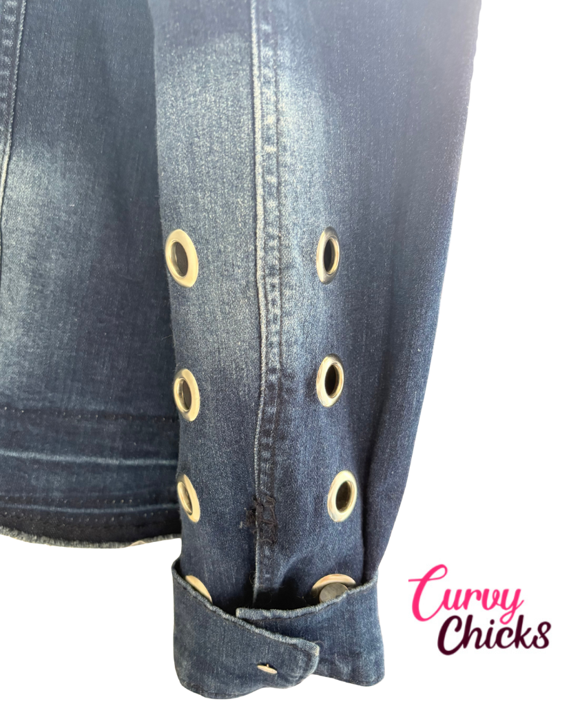 Kensie Jeans Denim Jacket with Hole Cutouts (Size 2X)